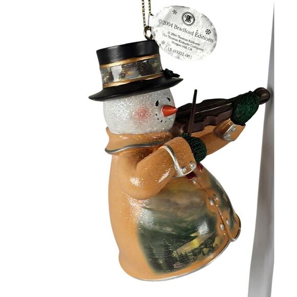 Thomas Kinkade Snowman Ornament Violin 2004 Bradford Editions Xmas Collectible - Picture 4 of 16